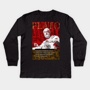 Plato Philosophical/Motivational Quote on Wisdom 2 Kids Long Sleeve T-Shirt